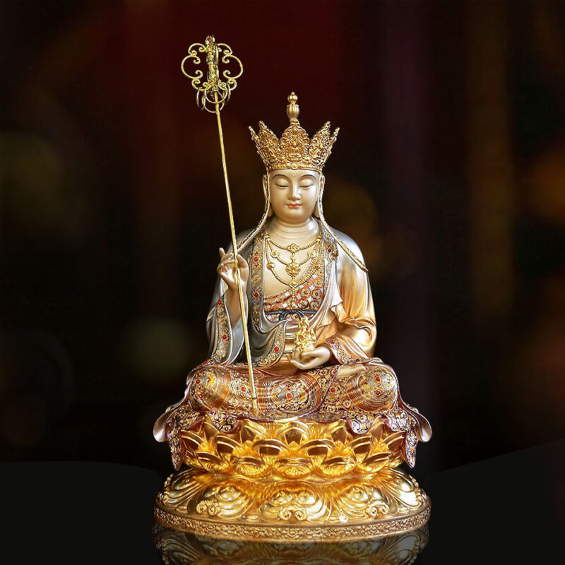 Tượng Bồ Tát Địa Tạng, Chất Liệu Đồng Sơn Men Cổ, Nhiều Kích Thước
