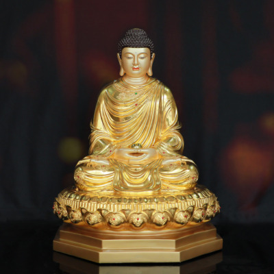 Tượng Phật Thích Ca Ngồi Tĩnh Tâm Dát Vàng Ấn Bảo, Cao 48cm