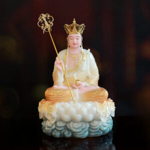 Tượng Địa Tạng Vương Bồ Tát Ngồi, Bằng Bột Đá Sơn Phú Quý, Cao 48cm