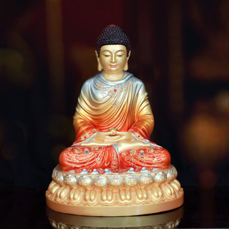 Tượng Phật Thích Ca Tĩnh Tâm Ngồi Đồng Xanh Men Cổ Ấn Bảo, Cao 40cm