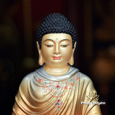 Alternative view of Tượng Thích Ca Tĩnh Tâm, Chất Liệu Đồng Đỏ Men Cổ, Cao 48 cm