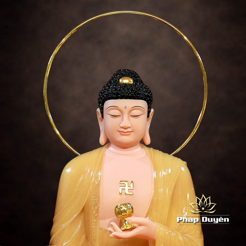 Bộ Tượng Tây Phương Tam Thánh Đứng Bằng Bột Đá Thạch Anh Viền Vàng, Cao 90cm - ảnh 24