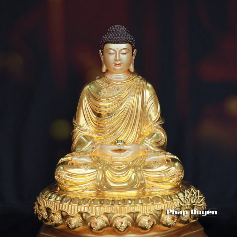 Tượng Phật Thích Ca Ngồi Tĩnh Tâm Dát Vàng Ấn Bảo, Cao 48cm - Ảnh 4