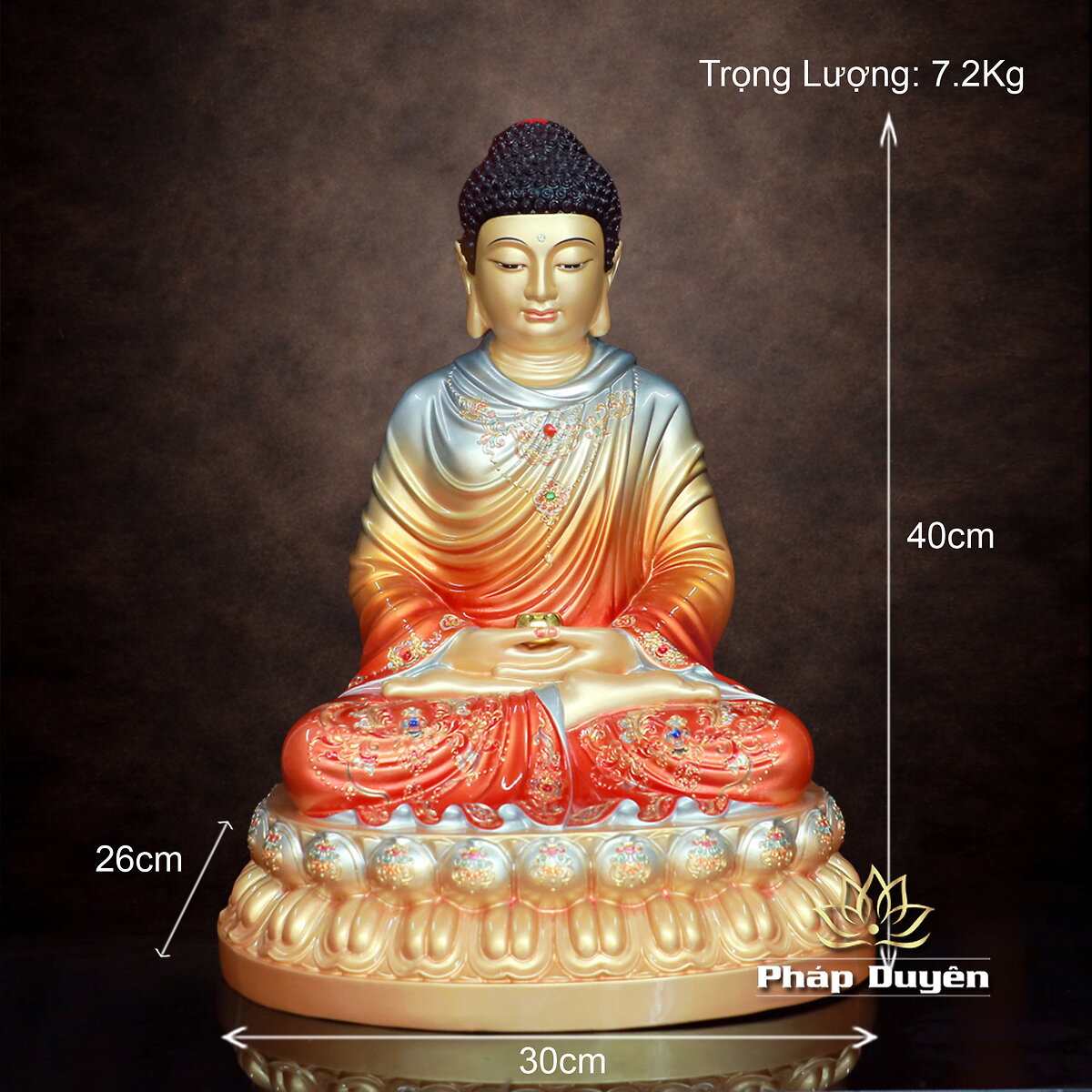 Tượng Thích Ca Ngồi Tĩnh Tâm, Đồng Đỏ Men Cổ Ấn Bảo, Cao 40cm/48cm - ảnh 17
