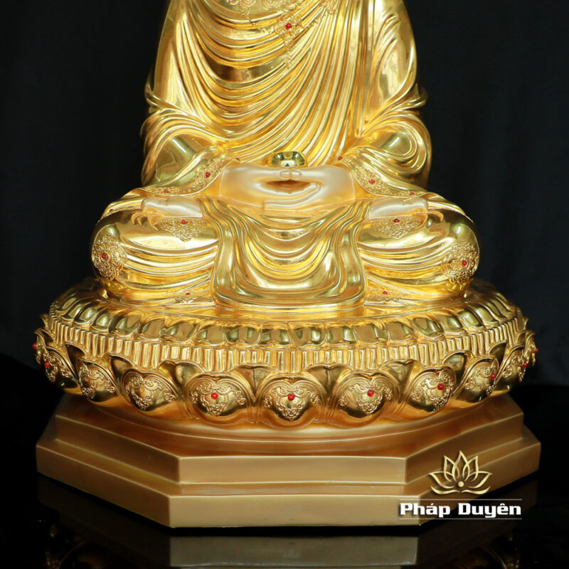 Tượng Phật Thích Ca Ngồi Tĩnh Tâm Dát Vàng Ấn Bảo, Cao 48cm - Ảnh 7