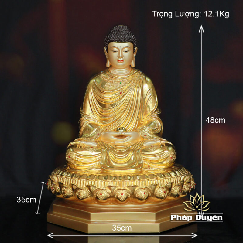 Tượng Phật Thích Ca Ngồi Tĩnh Tâm Dát Vàng Ấn Bảo, Cao 48cm - Ảnh 8