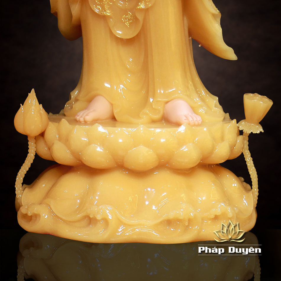 Bộ Tượng Tây Phương Tam Thánh Đứng Bằng Bột Đá Thạch Anh Viền Vàng, Cao 90cm - ảnh 32