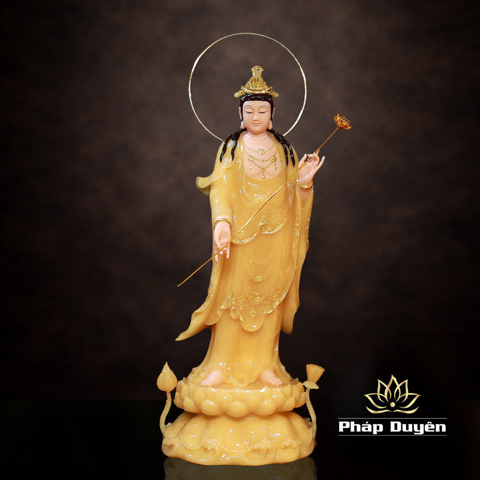 Bộ Tượng Tây Phương Tam Thánh Đứng Bằng Bột Đá Thạch Anh Viền Vàng, Cao 90cm - ảnh 33