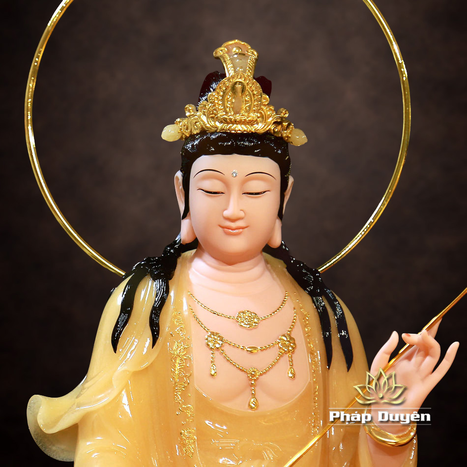 Bộ Tượng Tây Phương Tam Thánh Đứng Bằng Bột Đá Thạch Anh Viền Vàng, Cao 90cm - ảnh 34