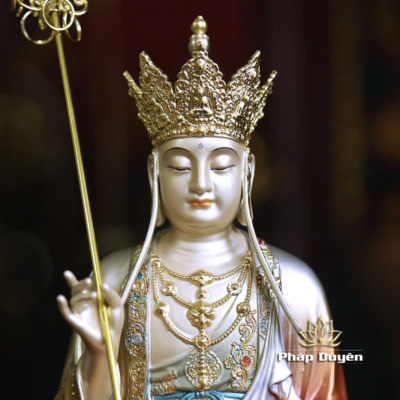 Alternative view of Tượng Địa Tạng Vương, Chất Liệu Đồng Sơn Cổ, Cao 30cm