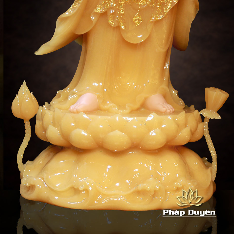 Bộ Tượng Tây Phương Tam Thánh Đứng Bằng Bột Đá Thạch Anh Viền Vàng, Cao 90cm - ảnh 37