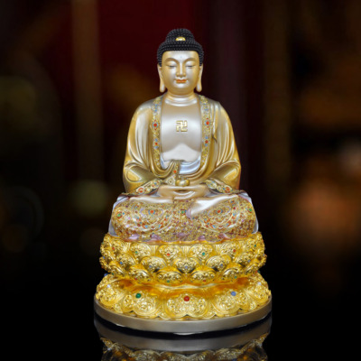 Tượng Thích Ca Mâu Ni Bằng Đồng Men Cổ Mẫn Bảo, Cao 48cm