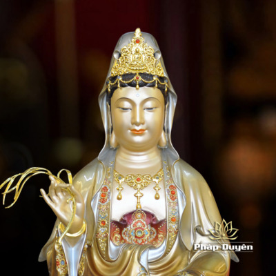 Alternative view of Tượng Quan Âm Đồng, Sơn Men Cổ, Cao 48cm