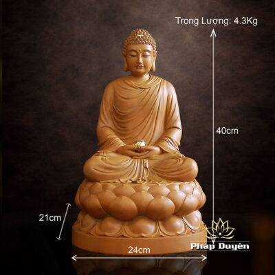 Tượng Bổn Sư Thích Ca, Chất Liệu Gỗ Hương Chương (Long Não), Cao 30-48cm