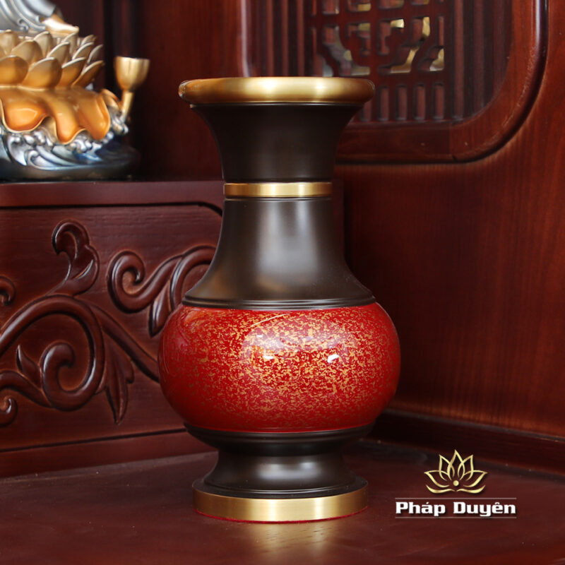 Bộ Tủ Thờ Phật - Gia Tiên Bốn Cánh Đồng Vân Đá Nâu Đỏ, "Liên Hoa", KT 89*68*215 cm, Nhiều Chất Liệu - Ảnh 9