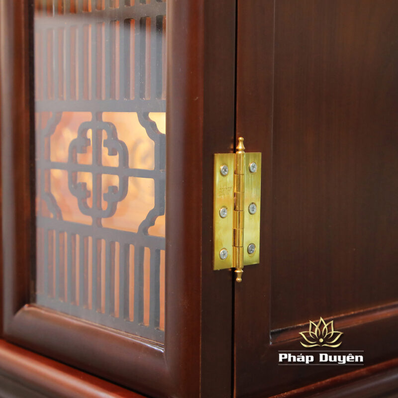 Bộ Tủ Thờ Phật - Gia Tiên Bốn Cánh Đồng Vân Đá Nâu Đỏ, "Liên Hoa", KT 89*68*215 cm, Nhiều Chất Liệu - Ảnh 14