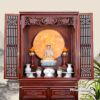 Bộ Tủ Thờ Phật - Gia Tiên Bốn Cánh Sứ Trắng Viền Vàng, "Liên Hoa", KT 89*68*215 cm, Nhiều Chất Liệu - ảnh 1
