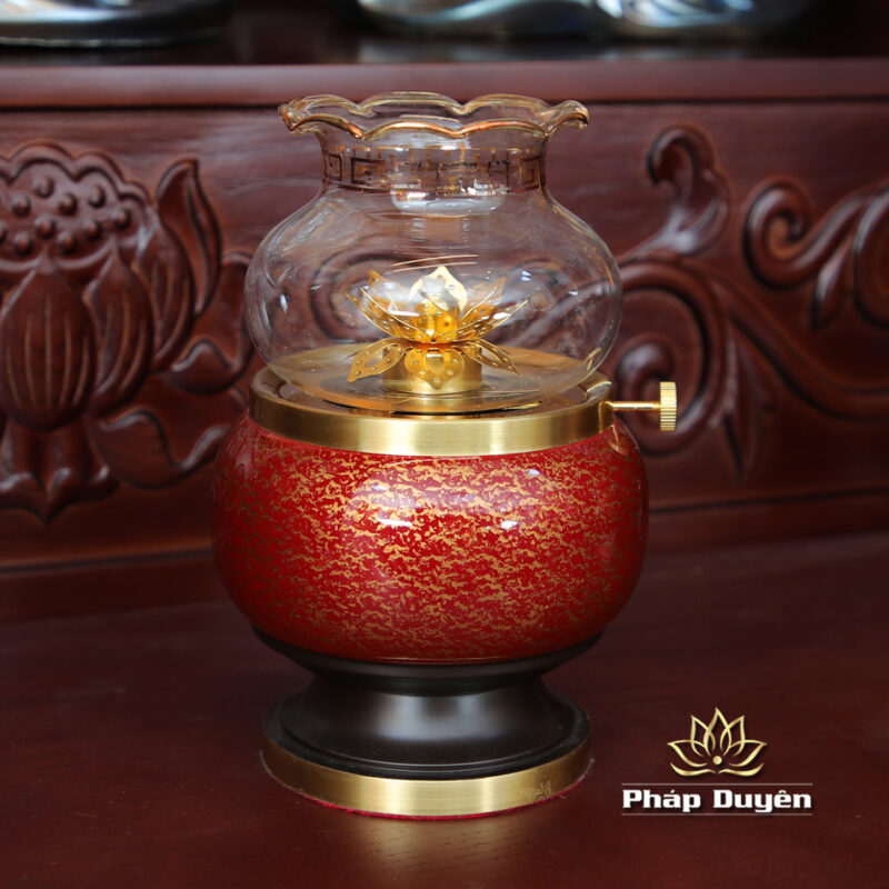 Bộ Tủ Thờ Phật - Gia Tiên Bốn Cánh Đồng Vân Đá Nâu Đỏ, "Liên Hoa", KT 89*68*215 cm, Nhiều Chất Liệu - Ảnh 8