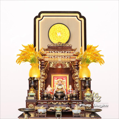 Alternative view of Bộ Ban Thờ Thần Tài Thổ Địa “Lục Hợp” Dát Vàng, KT 137*186*195 cm