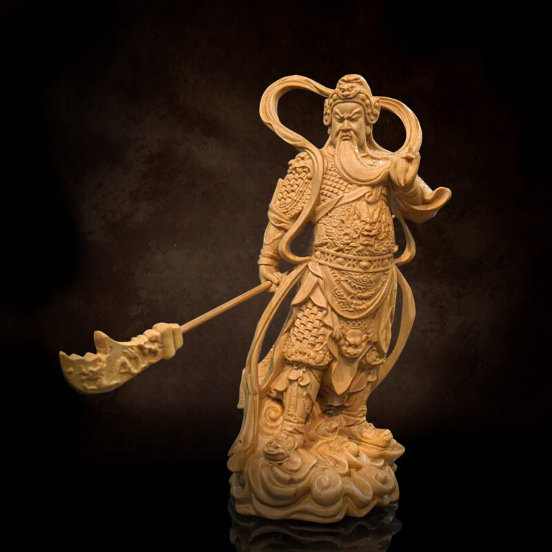 Tượng Hộ Pháp Quan Công Bằng Gỗ Hoàng Dương, Cao 12cm