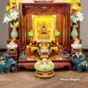 Bộ Tủ Thờ Thần Tài Thổ Địa Lưu Ly Ngọc Xanh Chữ Phật “Bảo Liên Khám”, KT 81*48*107cm - ảnh 1