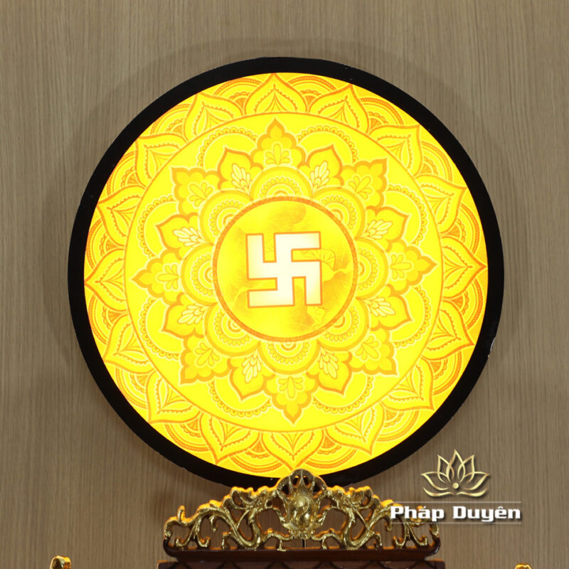 Bộ Ban Thờ Thần Tài Thổ Địa Đồng Vàng Chữ Phật Lá Sen, “Thiên Đức” Dát Vàng, KT 97*97*125cm - Ảnh 5
