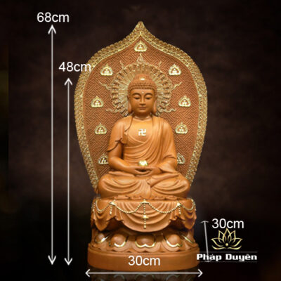 Tượng Phật Thích Ca, Chất Liệu Gỗ Nguyên Màu, Cao 40cm - 66cm