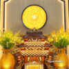 Bộ Bàn Thờ Thần Tài Thổ Địa Sứ Trắng Tâm Kinh “Thiên Đức” Dát Vàng, KT 97*97*125cm - ảnh 3