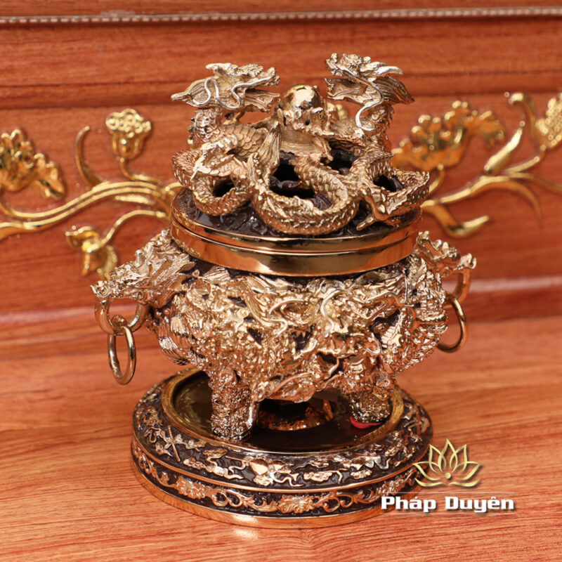 Bộ Ban Thờ Thần Tài Thổ Địa Đồng Vân Đá Nâu Đỏ, “Phú Quý” Dát Vàng, KT 117*147*163cm - Ảnh 13