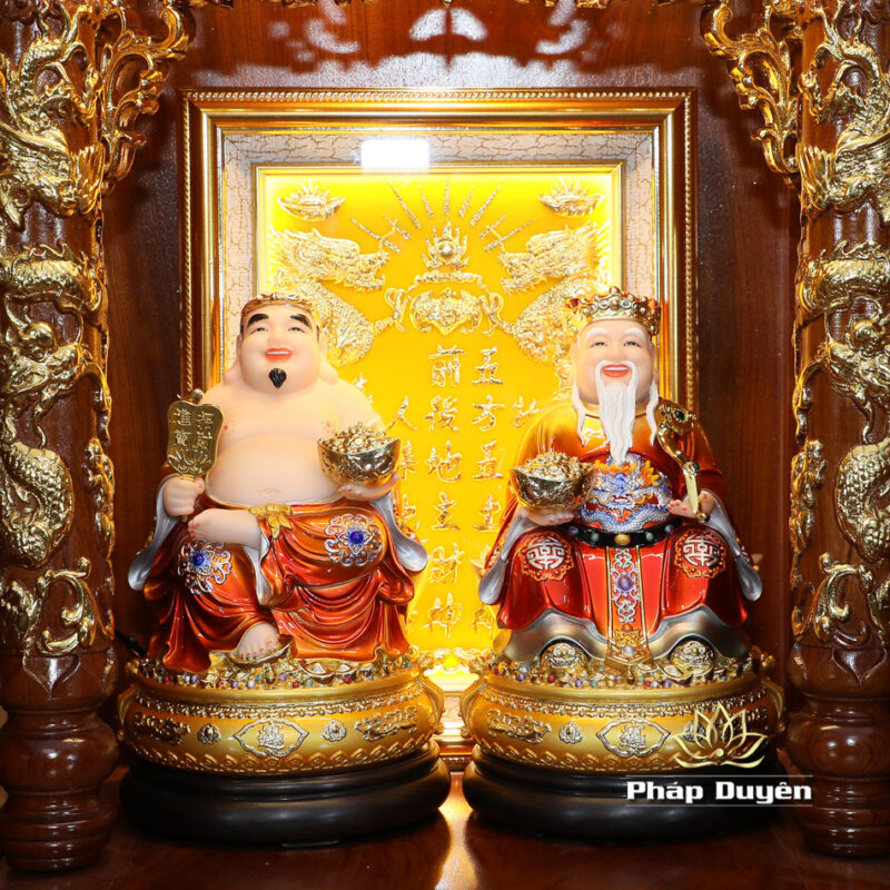 Bộ Bàn Thờ Thần Tài Thổ Địa Sứ Trắng Tâm Kinh “Thiên Đức” Dát Vàng, KT 97*97*125cm - Ảnh 9