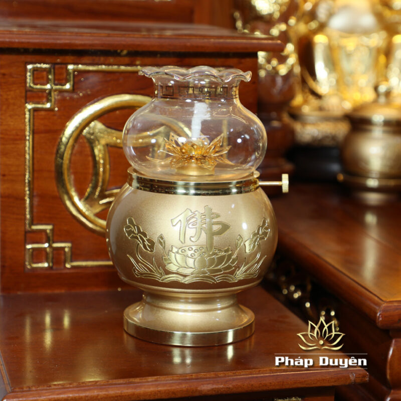 Bộ Ban Thờ Thần Tài Thổ Địa Đồng Vàng Chữ Phật Lá Sen, “Thiên Đức” Dát Vàng, KT 97*97*125cm - Ảnh 11