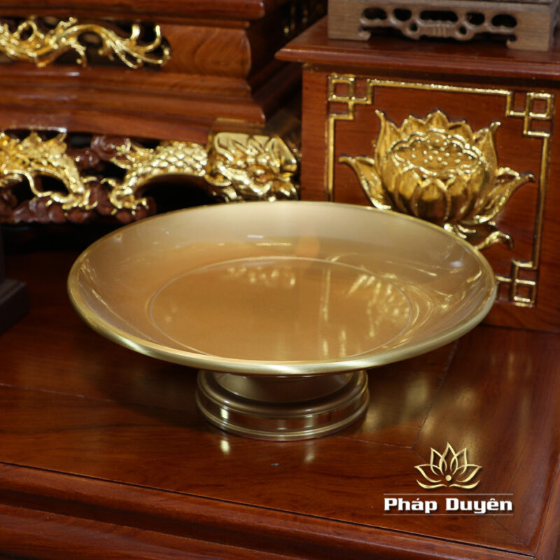 Bộ Ban Thờ Thần Tài Thổ Địa Đồng Vàng Chữ Phật Lá Sen, “Thiên Đức” Dát Vàng, KT 97*97*125cm - Ảnh 14