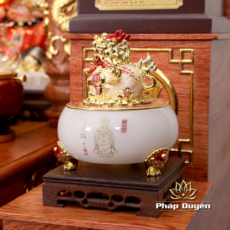 Bộ Ban Thờ Thần Tài Thổ Địa Đồng Vân Đá Nâu Đỏ, “Phú Quý” Dát Vàng, KT 117*147*163cm - Ảnh 19