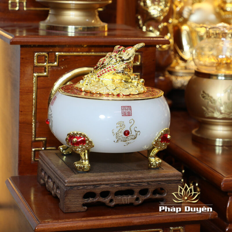 Bộ Ban Thờ Thần Tài Thổ Địa Đồng Vàng Chữ Phật Lá Sen, “Thiên Đức” Dát Vàng, KT 97*97*125cm - Ảnh 15