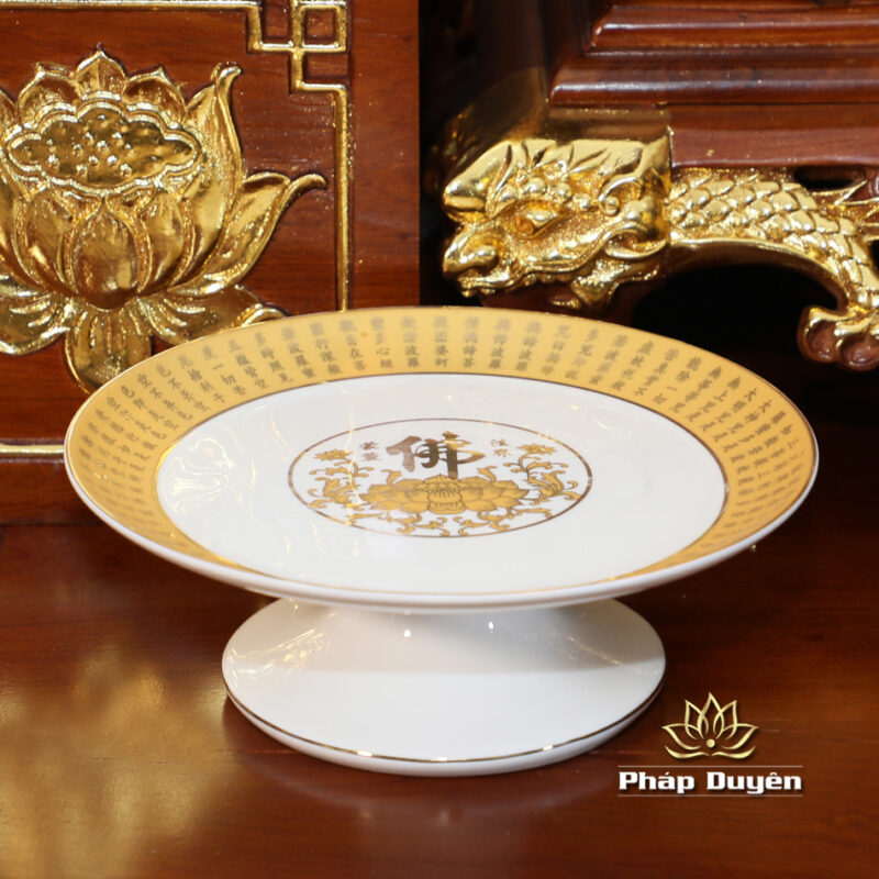 Bộ Bàn Thờ Thần Tài Thổ Địa Sứ Trắng Tâm Kinh “Thiên Đức” Dát Vàng, KT 97*97*125cm - Ảnh 16