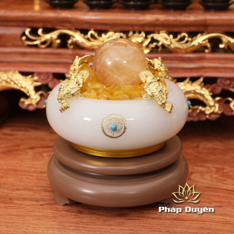 Bộ Ban Thờ Thần Tài Thổ Địa Đồng Vân Đá Nâu Đỏ, “Phú Quý” Dát Vàng, KT 117*147*163cm - Ảnh 21