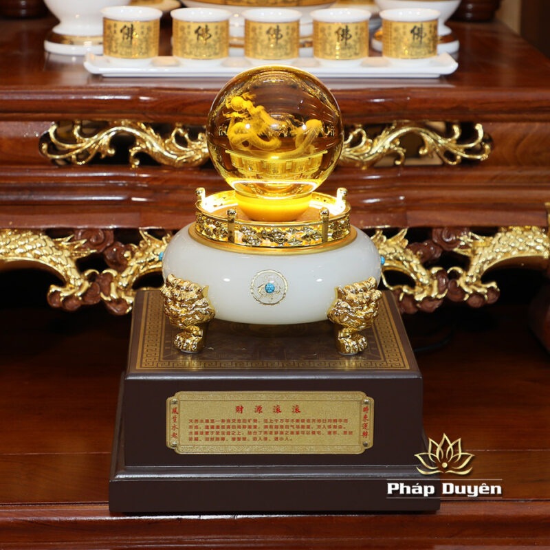 Bộ Bàn Thờ Thần Tài Thổ Địa Sứ Trắng Tâm Kinh “Thiên Đức” Dát Vàng, KT 97*97*125cm - Ảnh 19