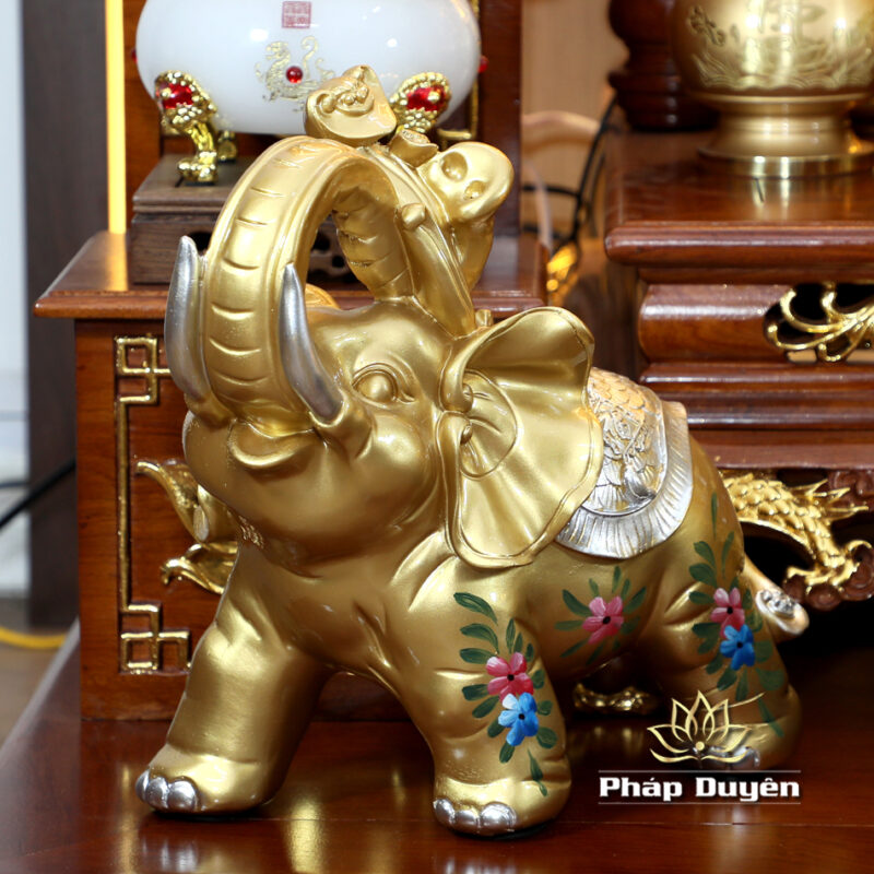 Bộ Ban Thờ Thần Tài Thổ Địa Đồng Vàng Chữ Phật Lá Sen, “Thiên Đức” Dát Vàng, KT 97*97*125cm - Ảnh 19