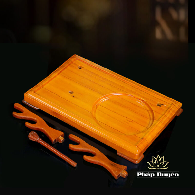 Bàn Địa Chung Gỗ Hương Không Chân , Mầu Nâu (Chưa Có Chuông, Mõ) - Ảnh 3