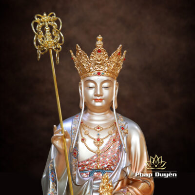 Alternative view of Tượng Bồ Tát Địa Tạng, Chất Liệu Đồng Sơn Men Cổ, Nhiều Kích Thước