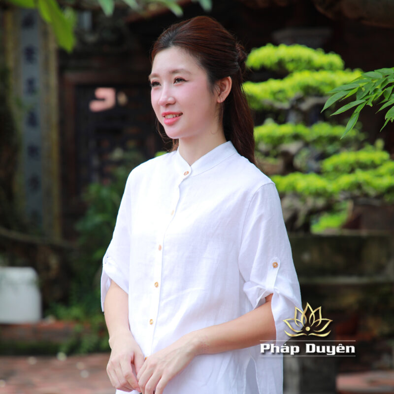 Bộ Quần Áo Nữ Vải Linen Cao Cấp Màu Trắng - Ảnh 2