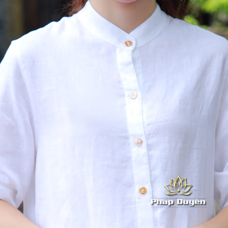 Bộ Quần Áo Nữ Vải Linen Cao Cấp Màu Trắng - Ảnh 3