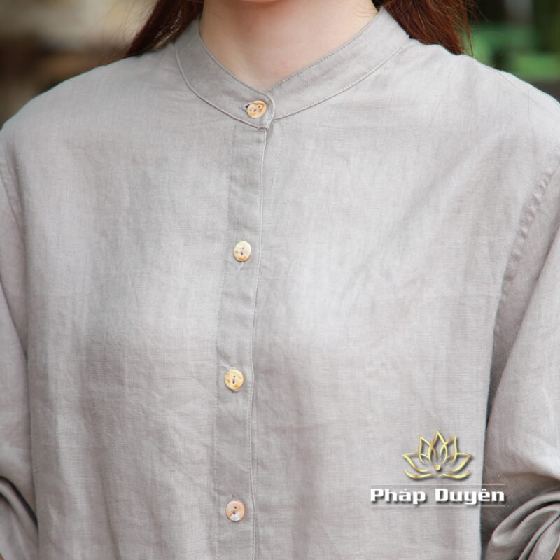 Bộ Quần Áo Nữ Vải Linen Cao Cấp Màu Xám - Ảnh 4