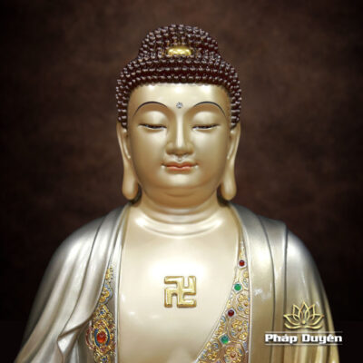 Alternative view of Tượng Bổn Sư Thích Ca, Chất Liệu Đồng Sơn Men Cổ, Cao 30cm