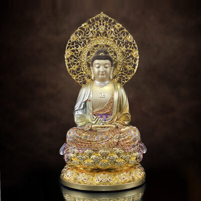 Tượng Phật Bổn Sư Thích Ca Bằng Đồng Men Cổ, Cao 40cm