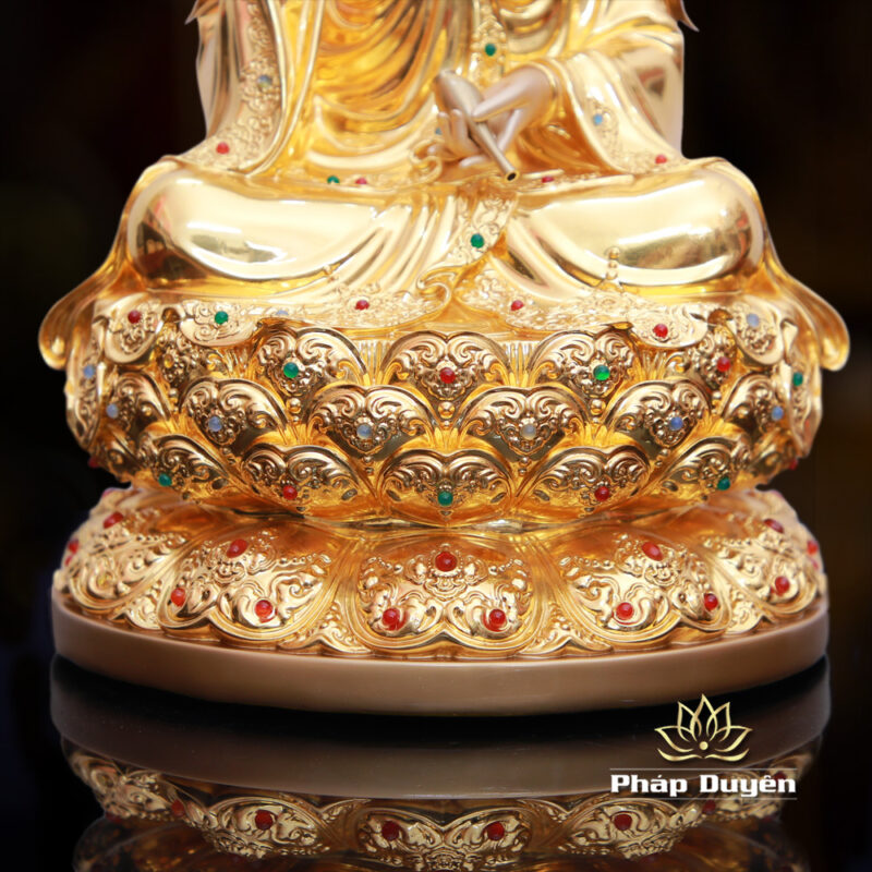 Tượng Quan Âm Bồ Tát Dát Vàng Ấn Bảo, Cao 40cm (Tổng Lá Đề 50cm) - Ảnh 8
