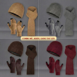 Combo Mũ Len, Khăn Quàng, Gang Tay - Pháp Phục Mùa Đông cho Quý Thầy, Phật Tử