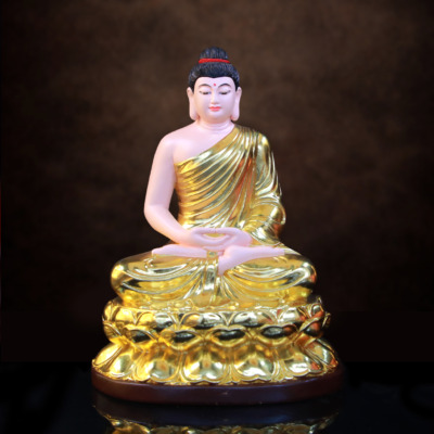 Tượng Phật Bổn Sư Thích Ca, Chất Liệu Composit Dát Vàng, Cao 40cm
