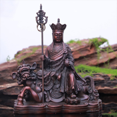 Tượng Bồ Tát Địa Tạng Bằng Đồng Đỏ, Cao 17cm