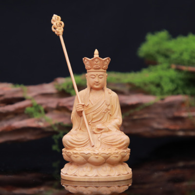 Tượng Để Xe Địa Tạng Bằng Gỗ Hoàng Dương, Cao 10cm